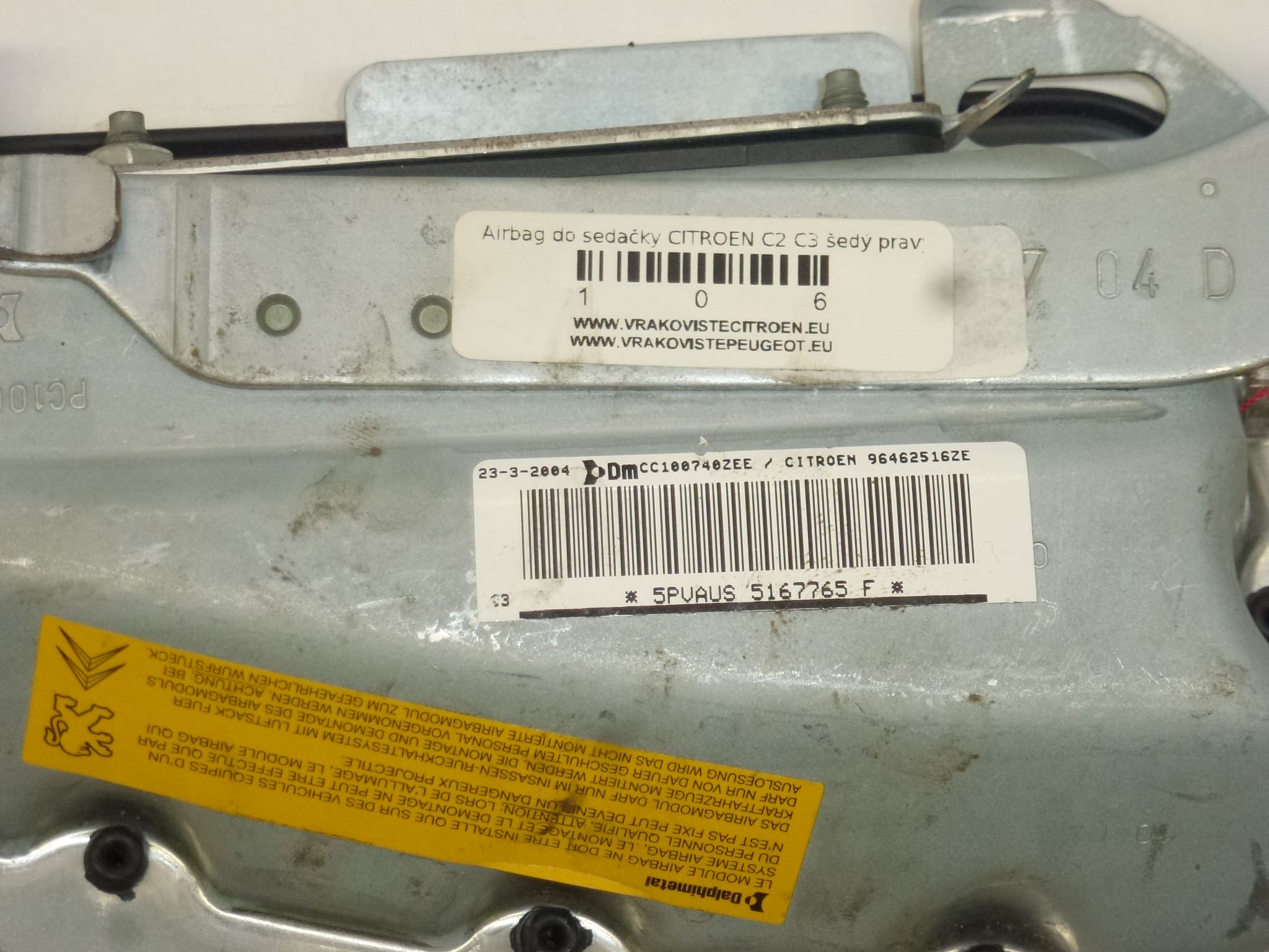 Airbag für Beifahrersitz Hellgrau Rechts Citroën C2 C3 96462516ZE 8216AQ – Bild 2